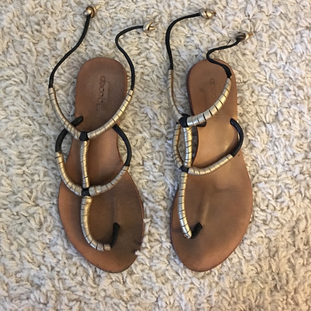 Cocobelle black and gold sandals