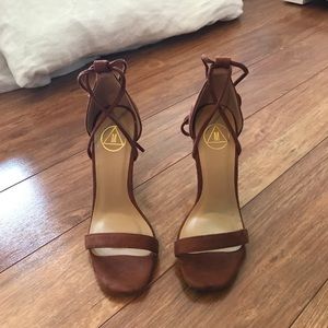 Faux suede ankle wrap sandals