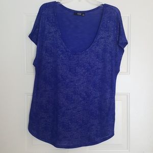 Blue scoop neck blouse