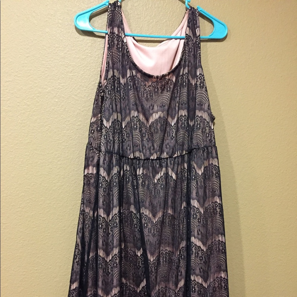 Pink and Black Lace Dress