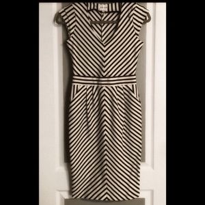 Reiss Dress - Black & White Sheath Midi w/Pockets