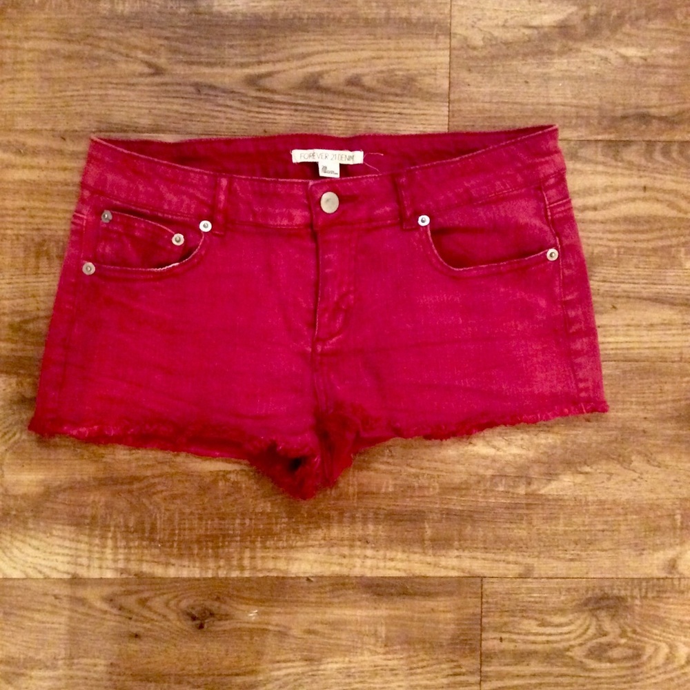 Forever 21 red cutoff shorts size 28