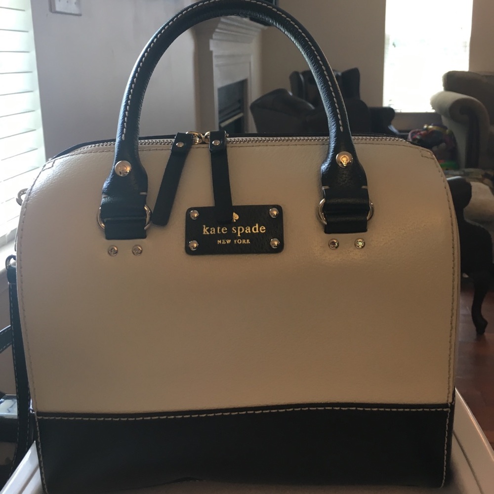 Kate spade white and black satchel/ shoulder bag