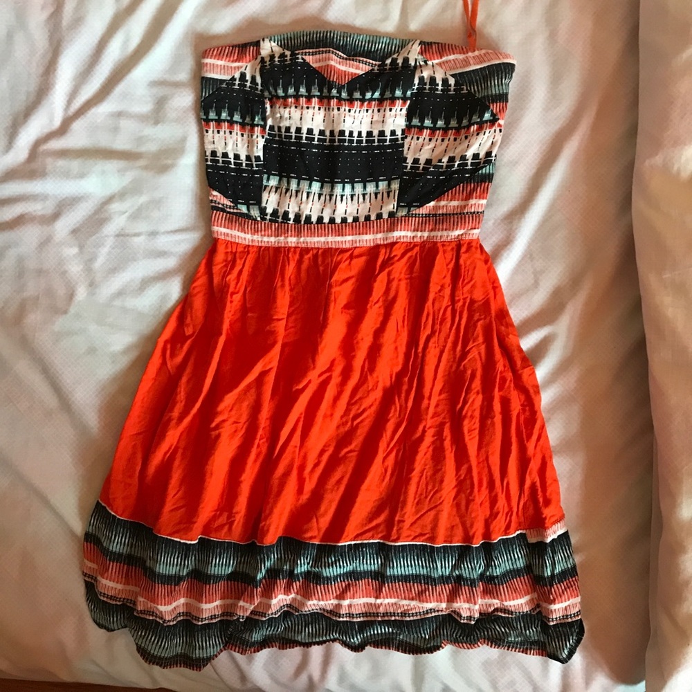 Strapless Orange Dress