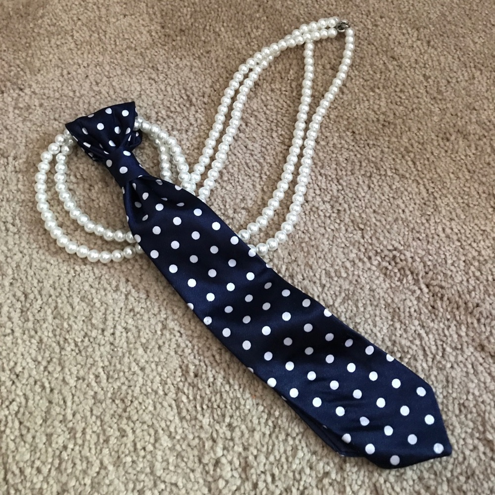 Long Pearl Necklace with Silk Tie
