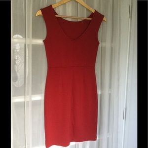 Short red v-neck dress