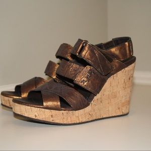 Donald J. Pliner Brown Strappy Cork Wedge