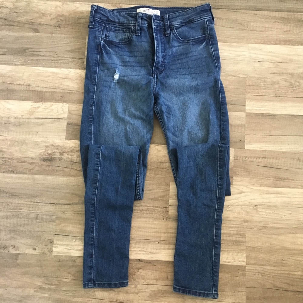 High waisted and ripped skinny jeans
