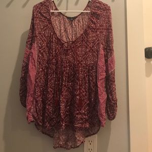 Burgundy Print American Eagle Top
