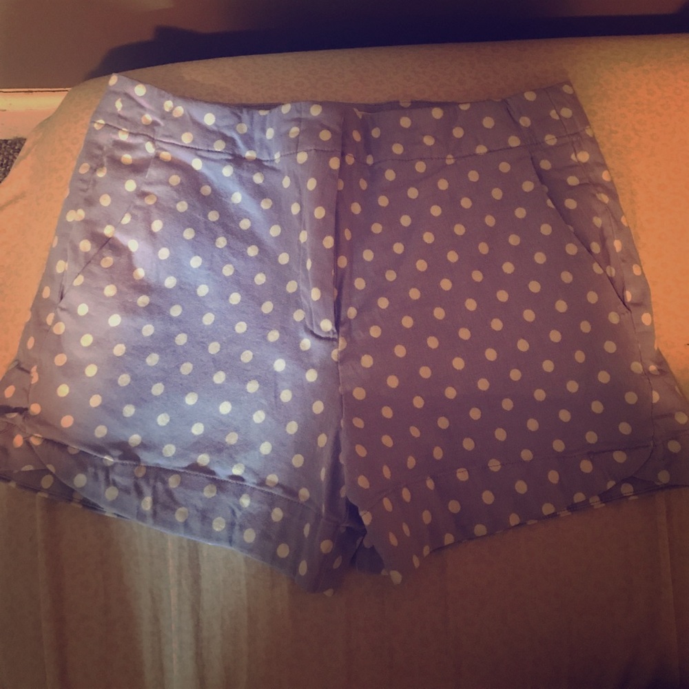 Purple and white polka dot shorts!