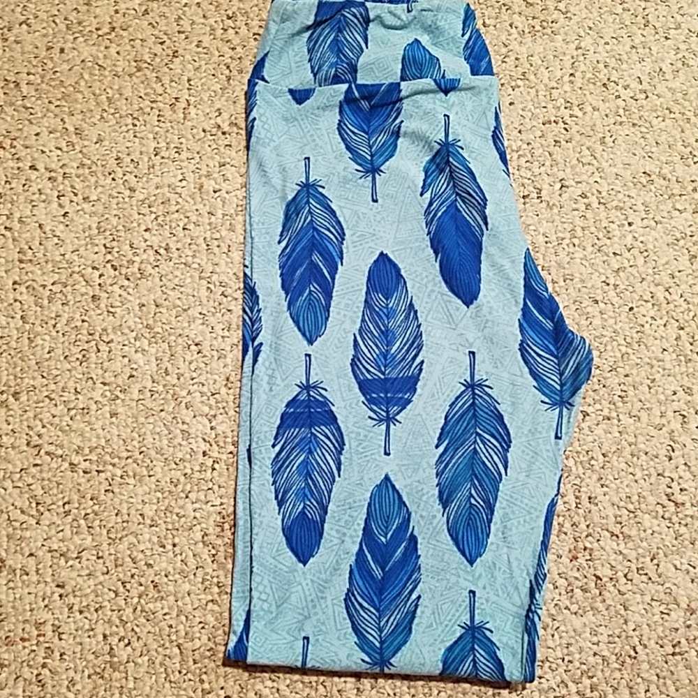 Lularoe blue feather leggings, vintage