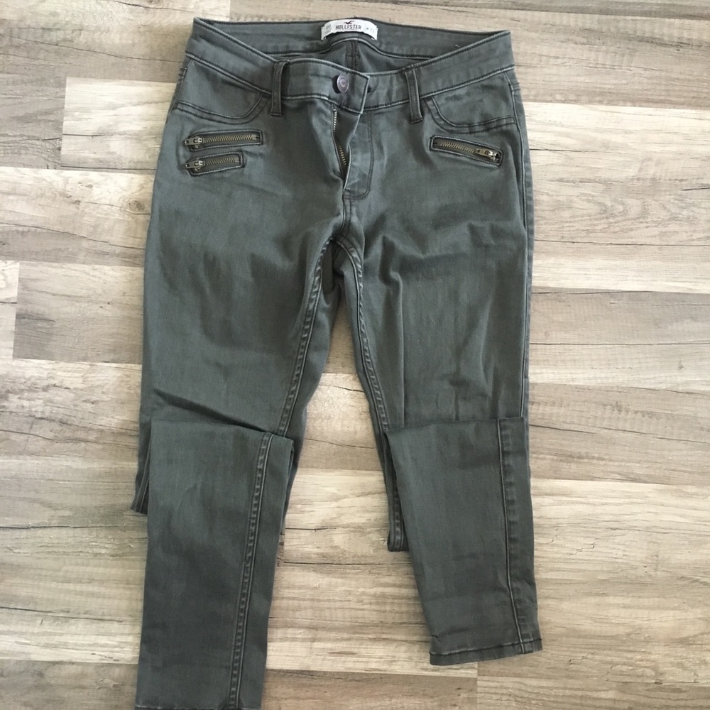 Military green skinny jeans