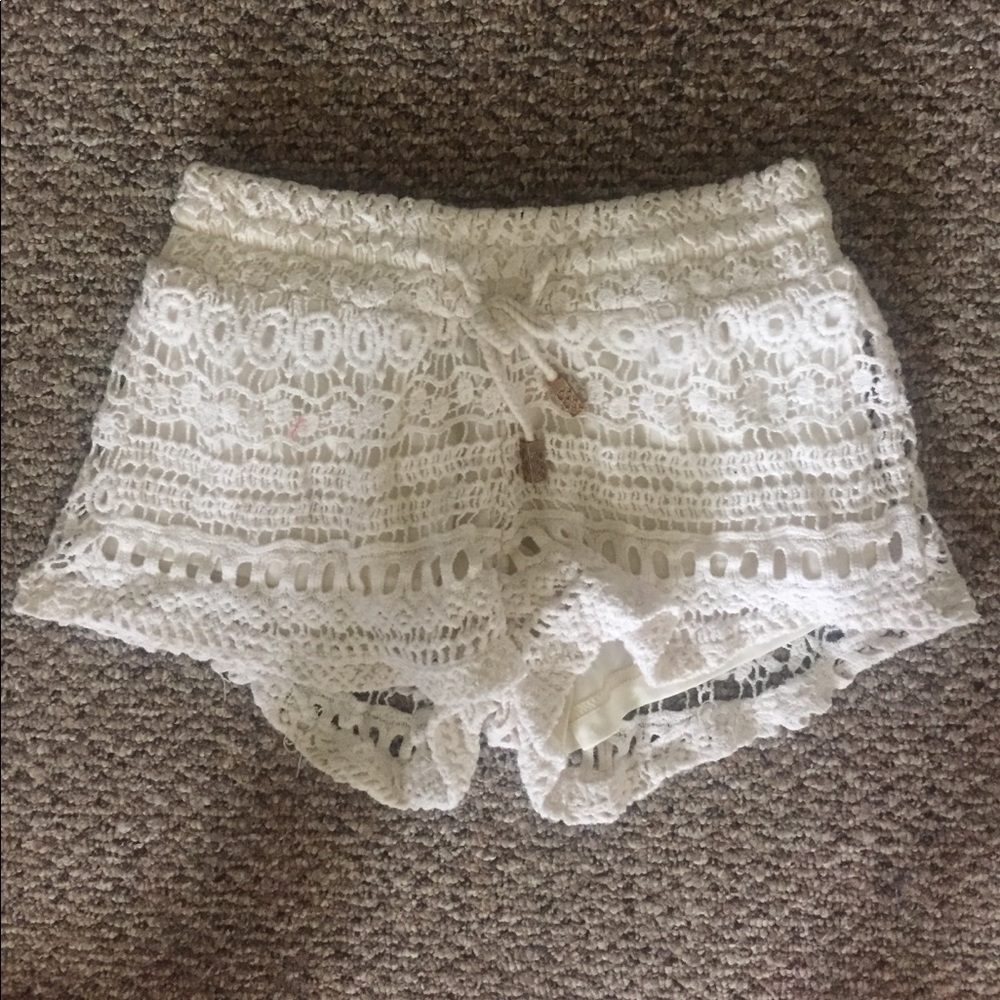 White crochet shorts