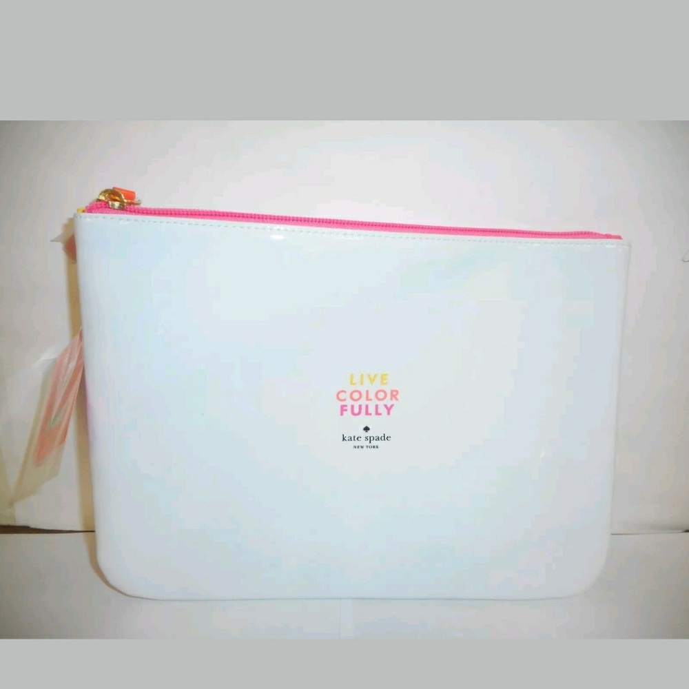 Kate Spade White Cosmetic Bag; Live Color Fully