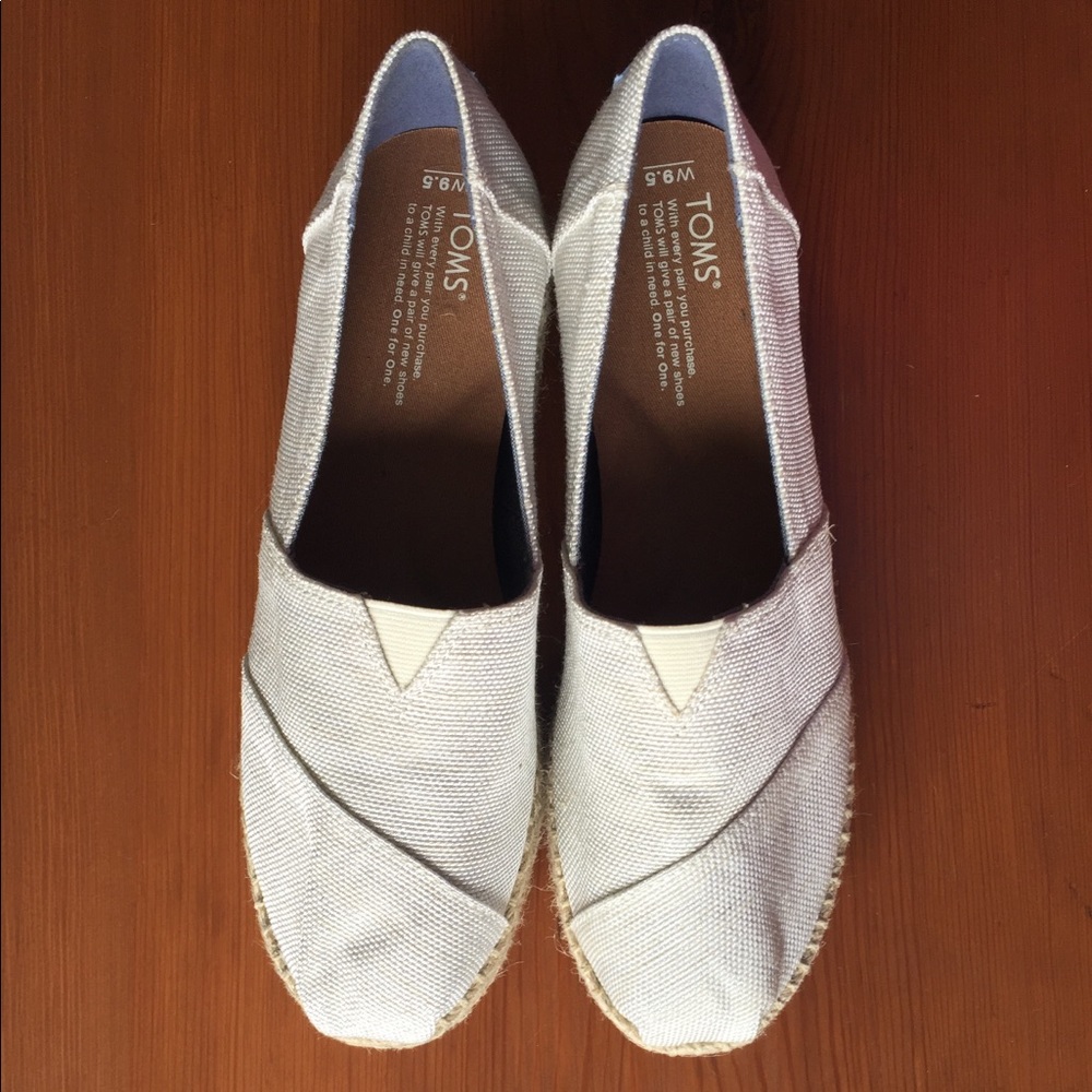 Toms Khaki Metallic Espadrilles Wedge Alpargatas