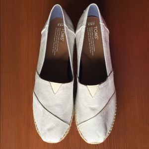 Toms Khaki Metallic Espadrilles Wedge Alpargatas