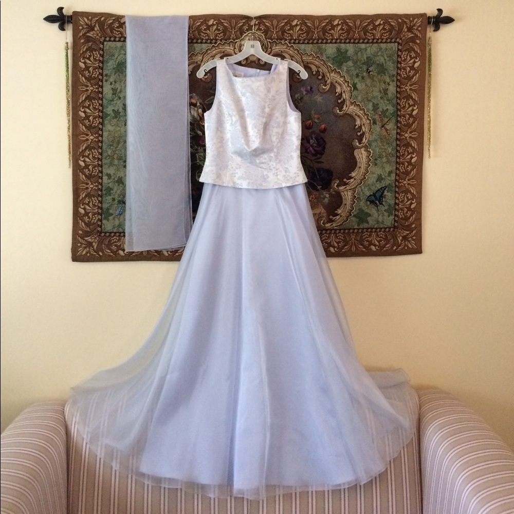 Lavender formal dress with shawl