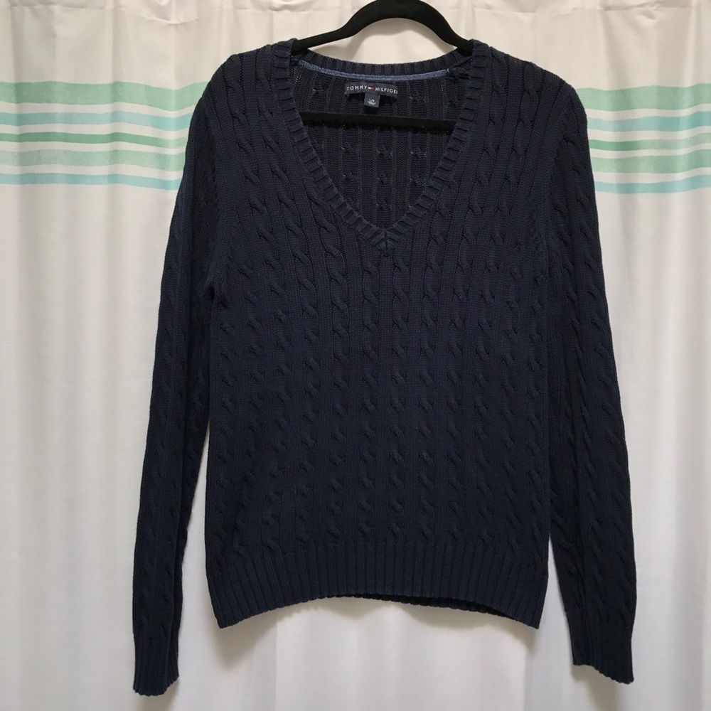 Tommy Hilfiger Navy V Neck Sweater - Sz L
