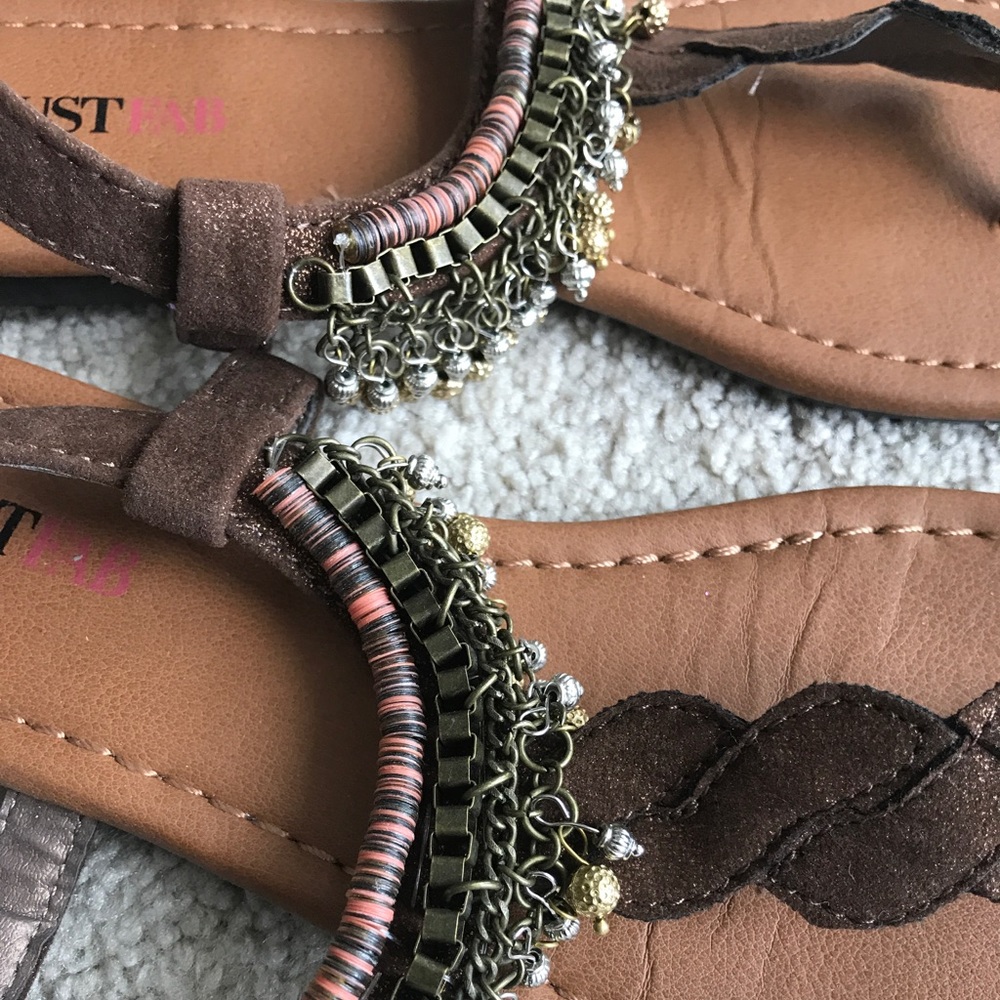 NWT Bronze Sandals with Embellished Straps