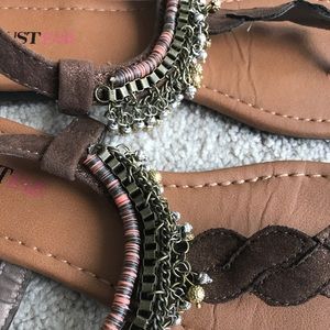 NWT Bronze Sandals with Embellished Straps