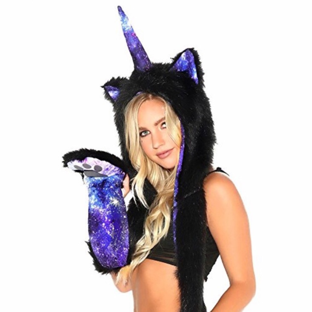 ✨Galaxy Unicorn Furry Hoodie 100% authentic HTF✨