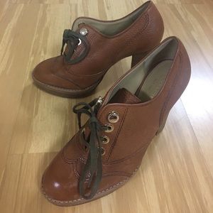 Coach Oxford High Heeled Booties in Brown