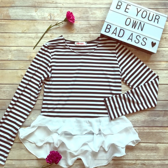 Persun Tops - NWOT Long Sleeve Striped Peplum Shirt