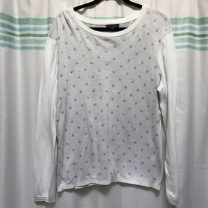 Tommy Hilfiger White & Gray Polka Dot Sweater - XL
