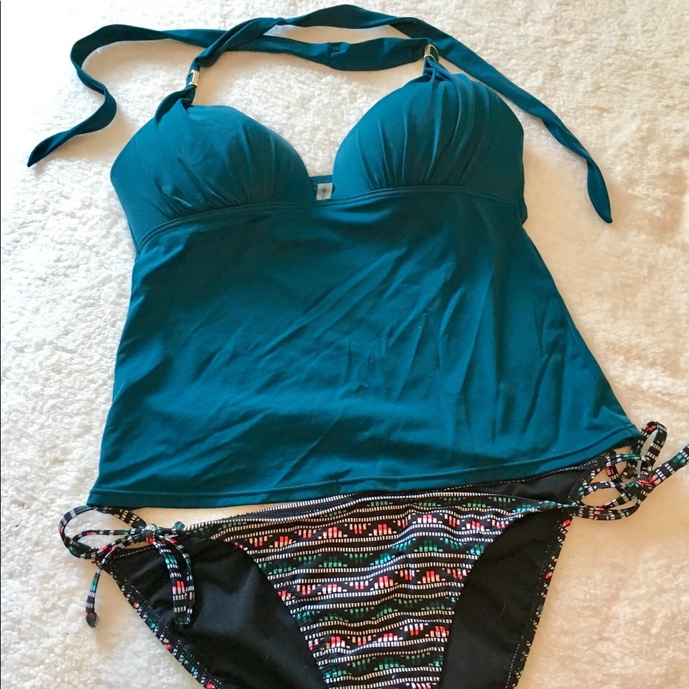 Victoria Secret Miracle Teal Halter Tankini Top