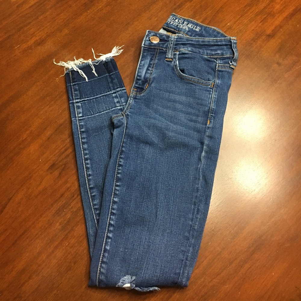 Rip bottom skinny jeans