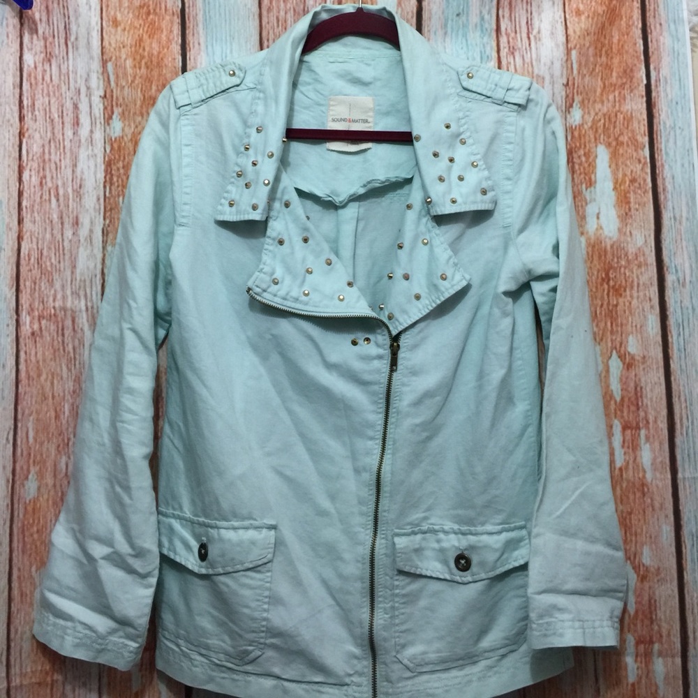SOUND & MATTER Stud jacket mint green women S EUC