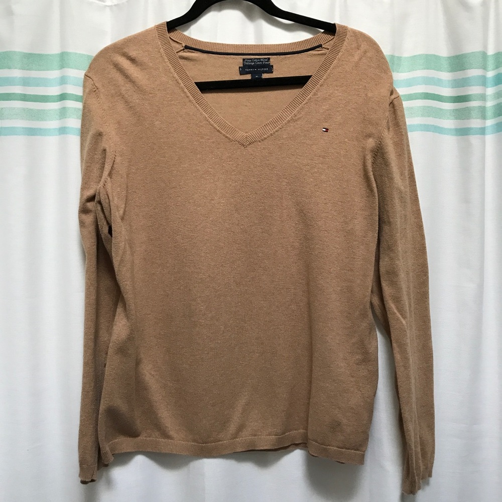 Tommy Hilfiger Tan V Neck Sweater - XL