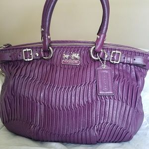Gathered Leather Plum Kristin Satchel