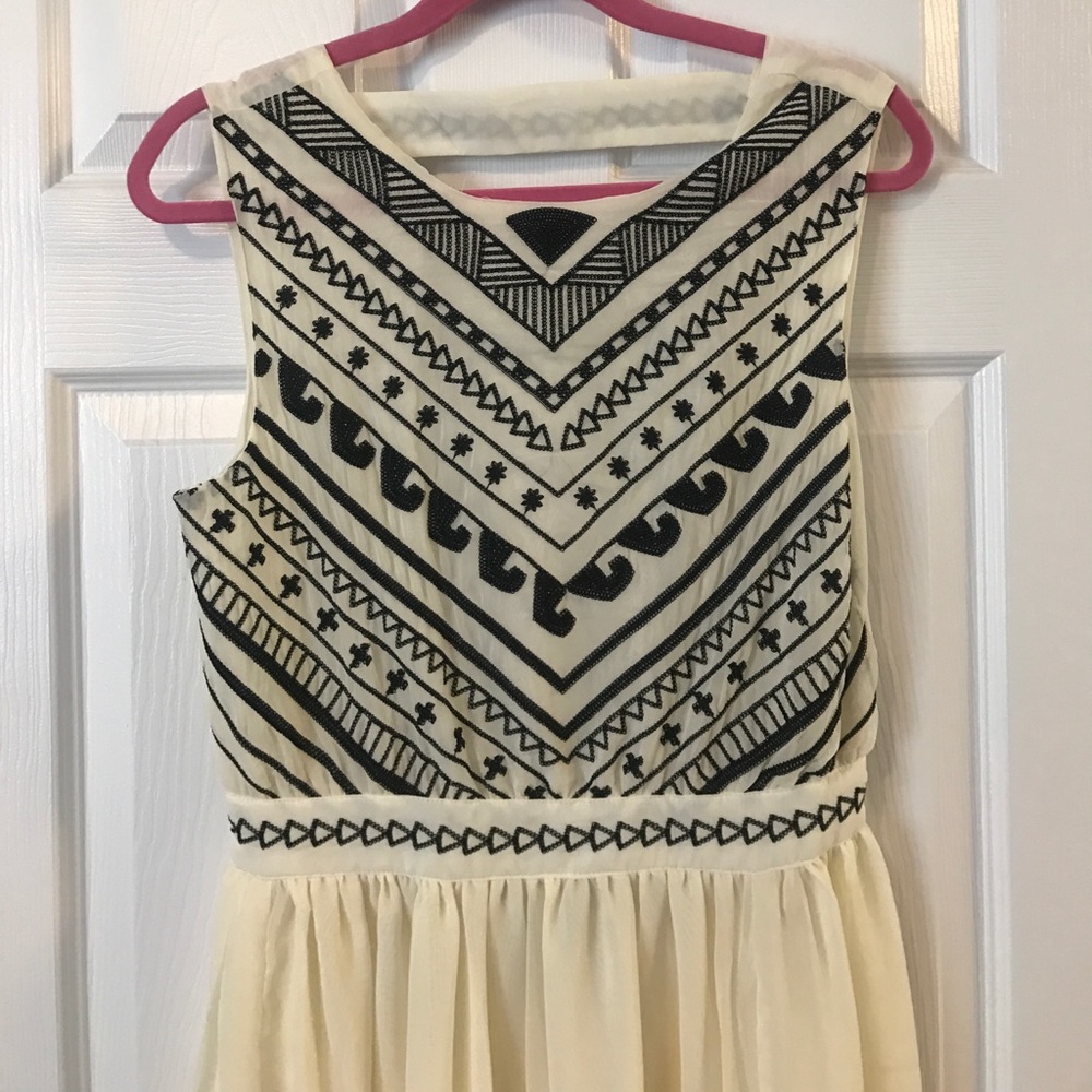 Free people inspired cream embroidered maxi dress