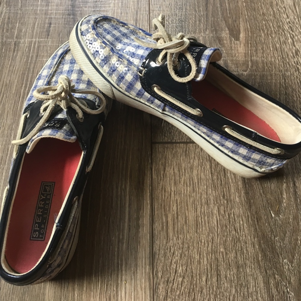 Blue plaid Sequin Sperrys 💙 - Picture 2 of 4