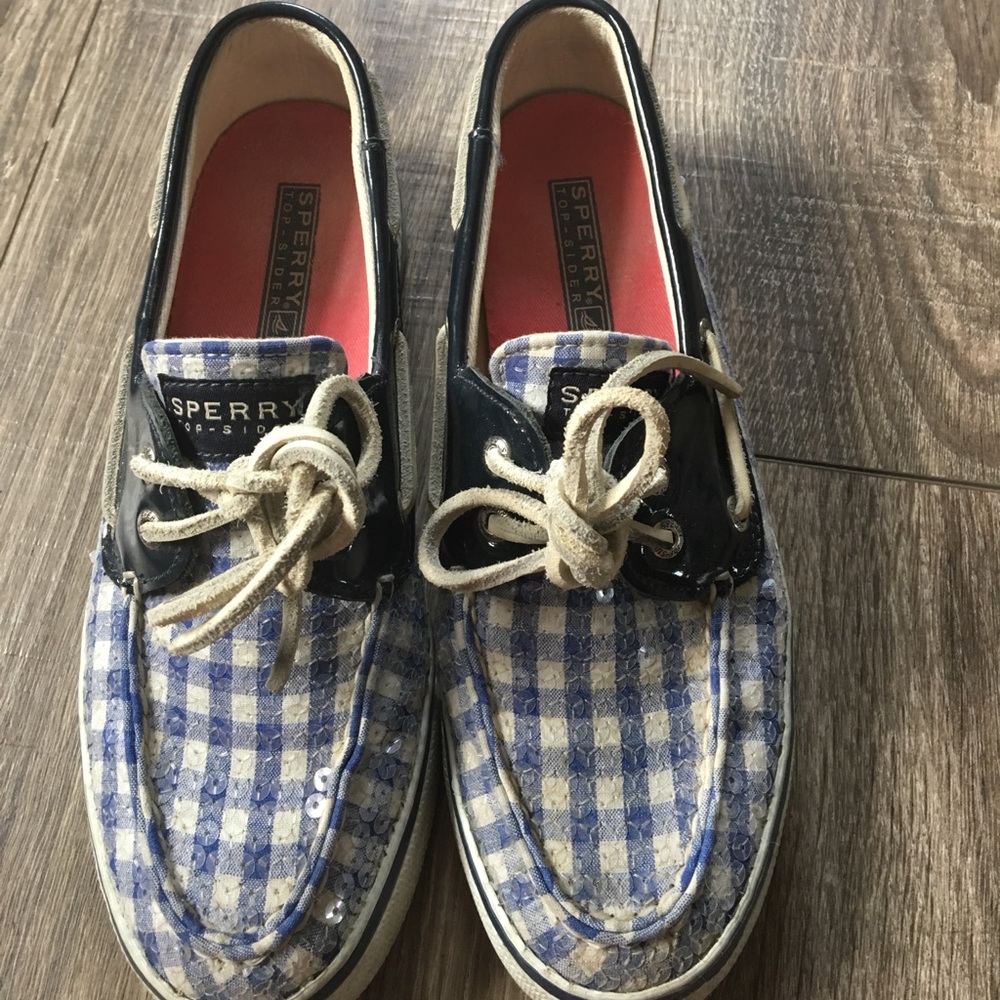 Blue plaid Sequin Sperrys 💙 - Picture 4 of 4