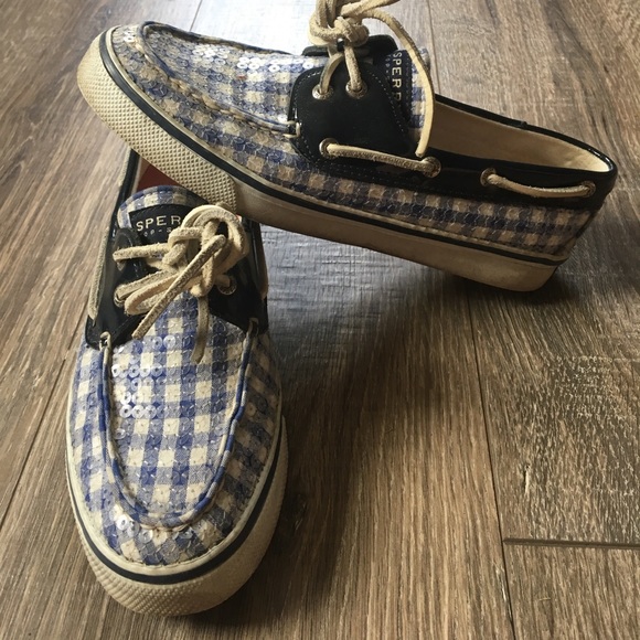Sperry Shoes - Blue plaid Sequin Sperrys 💙