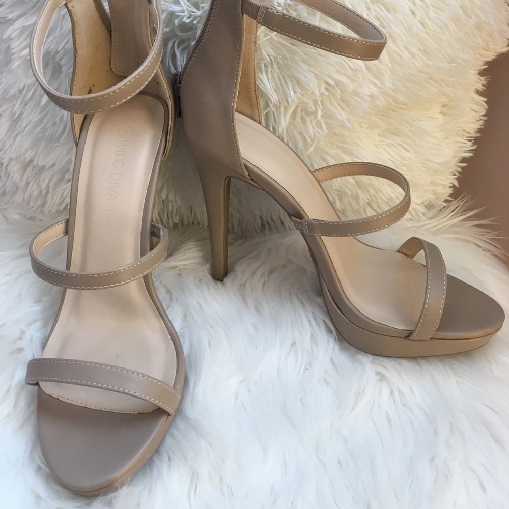 Tan strappy heels