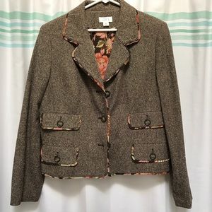 LOFT Floral and Brown Patterned Blazer - Sz 14
