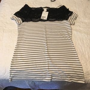 🆕NWT B&W Boatneck Striped Shirt