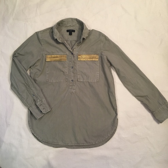 J. Crew Tops - J. Crew popover shirt w/ Beaded pockets