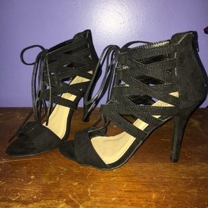 Size 6 Black Strappy Heels