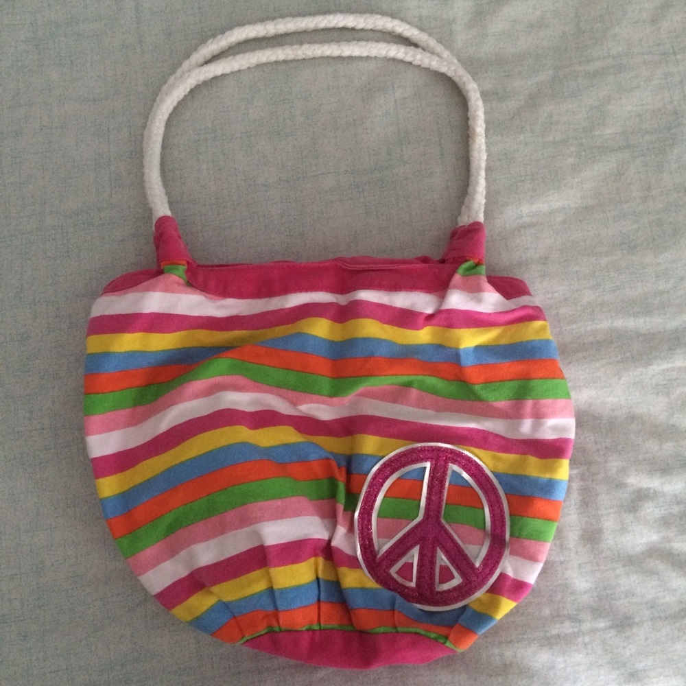 Striped Peace Sign Tote