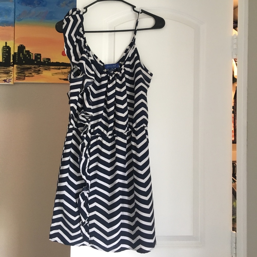 Navy blue and white stripped dress