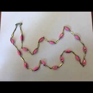 J. Crew hot pink and gold necklace