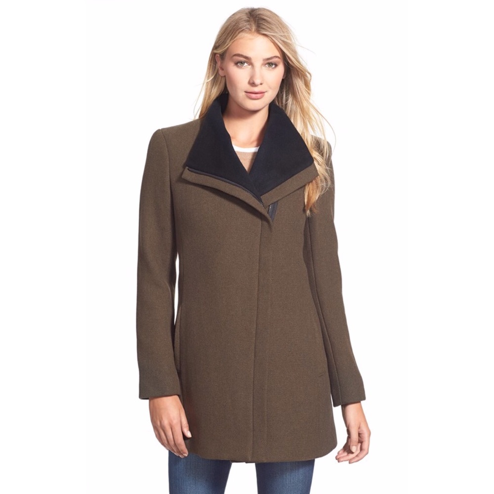 CK Asymmetrical Zipper Wool Coat