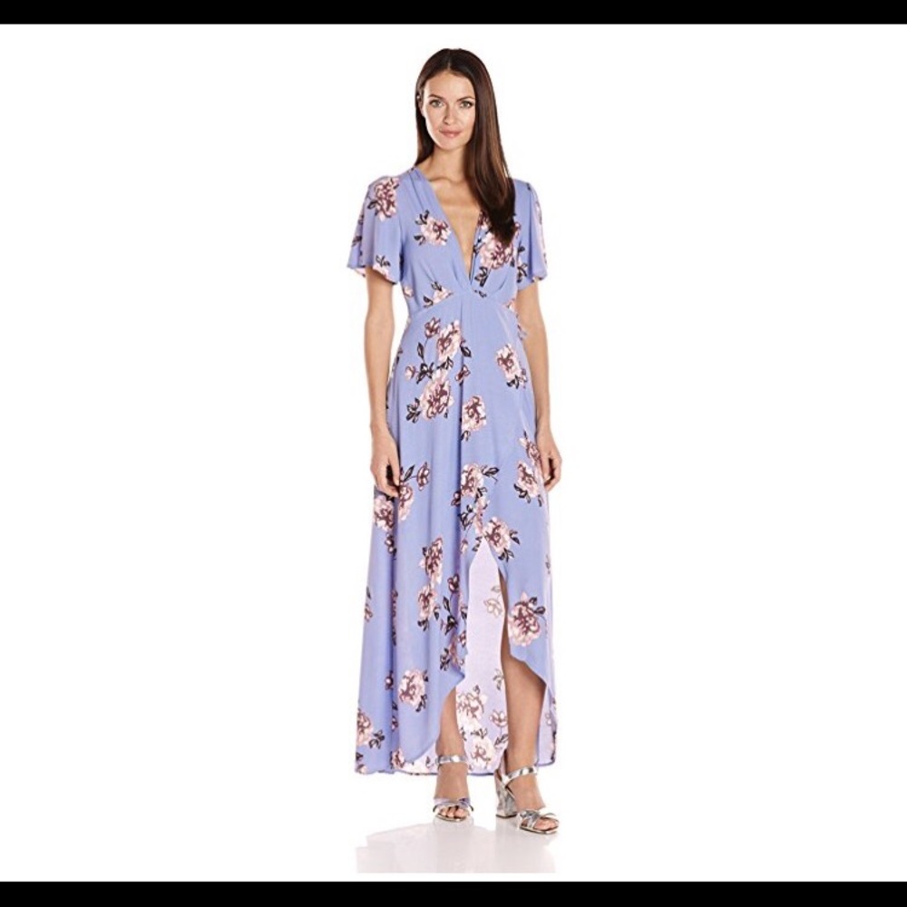 Periwinkle Floral Print Wrap Dress