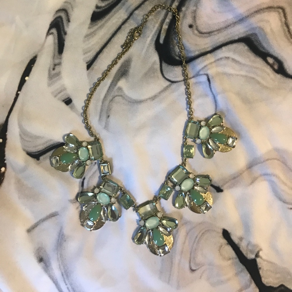 Decorative Gold and Light green/Turquoise Necklace