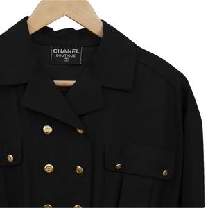 Vintage 90s Chanel Boutique Military Dress