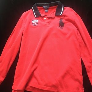 Red Long Sleeve Polo Ralph Lauren Swiss Shirt